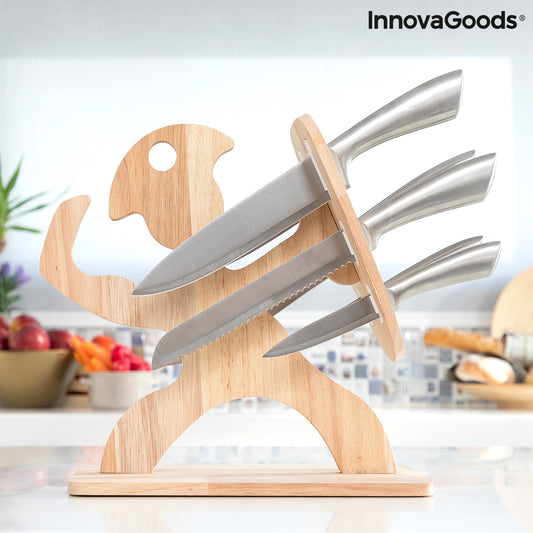 Set of Knives with Wooden Base Spartan InnovaGoods 7 Pieces