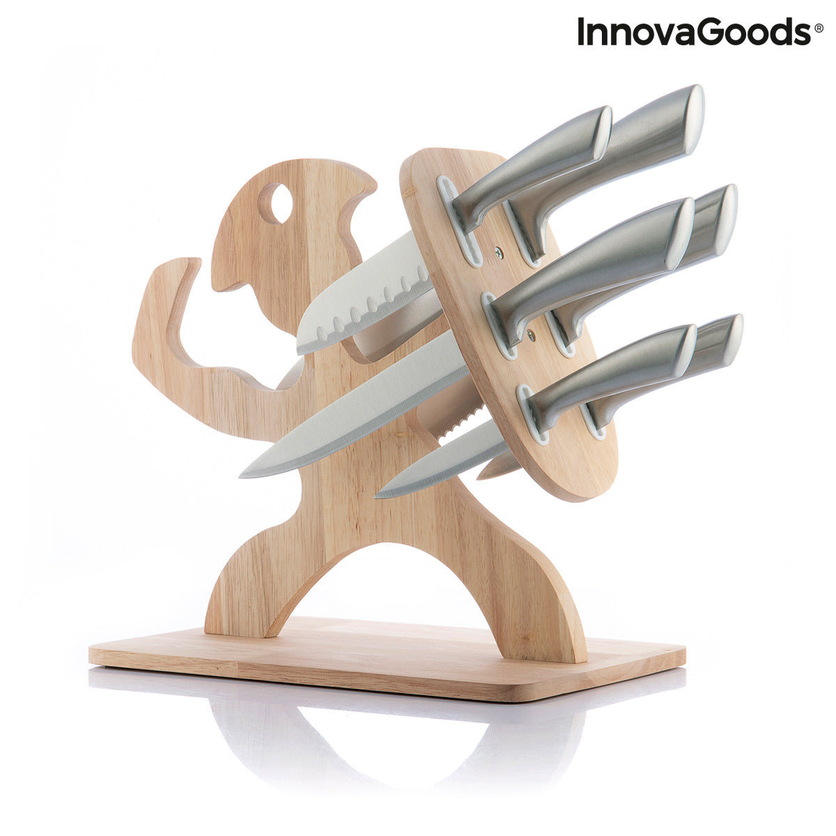 Set of Knives with Wooden Base Spartan InnovaGoods 7 Pieces