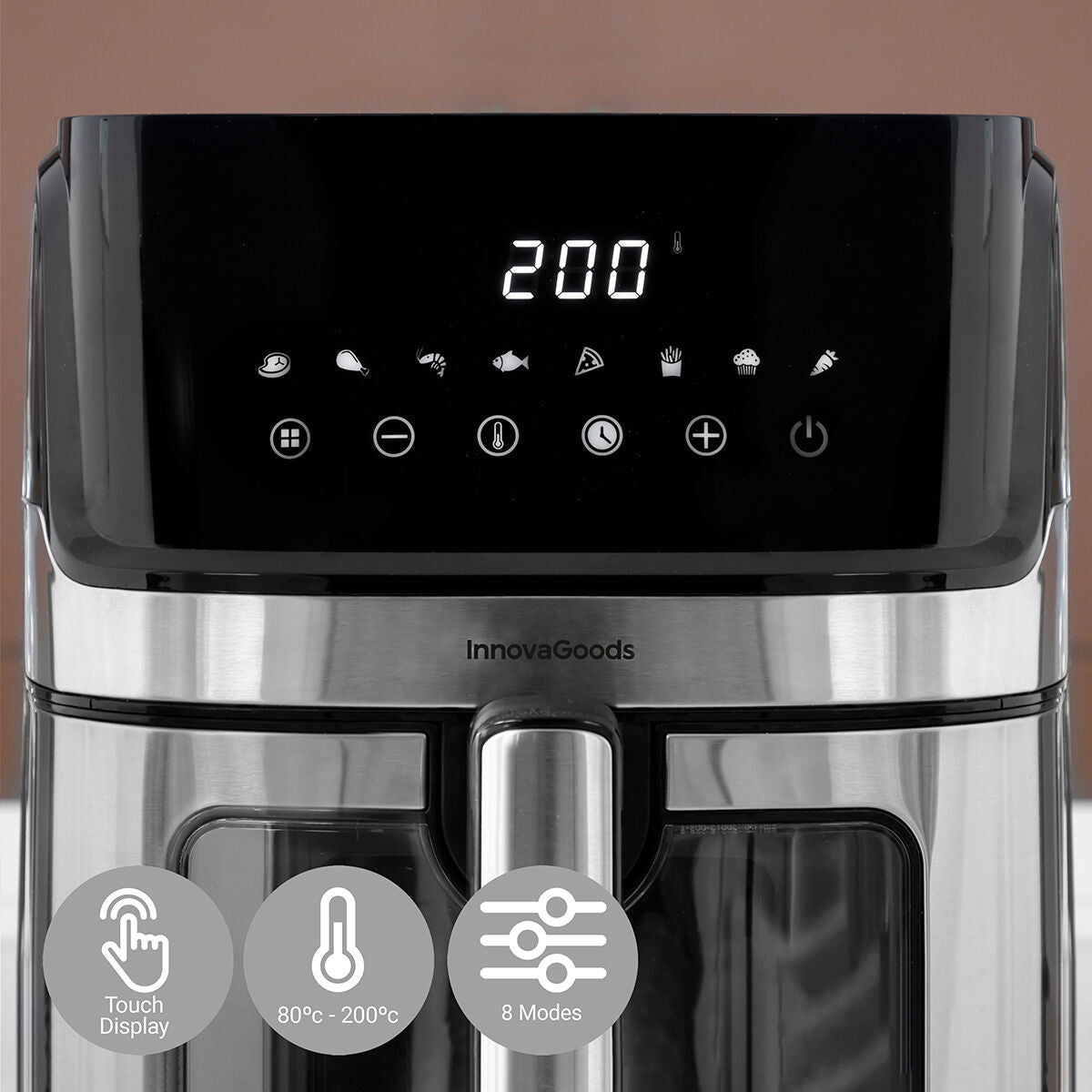 No-Oil Fryer InnovaGoods Fryinn View 6500 Black Stainless steel 1700 W 6,5 L