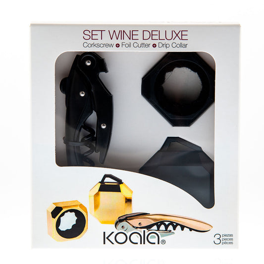 Set of Wine Accessories Koala Deluxe 3 Pieces Black Metal