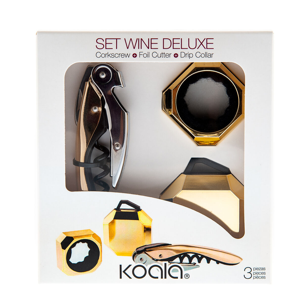 Wine Gift Set Koala Deluxe Golden Metal 3 Pieces