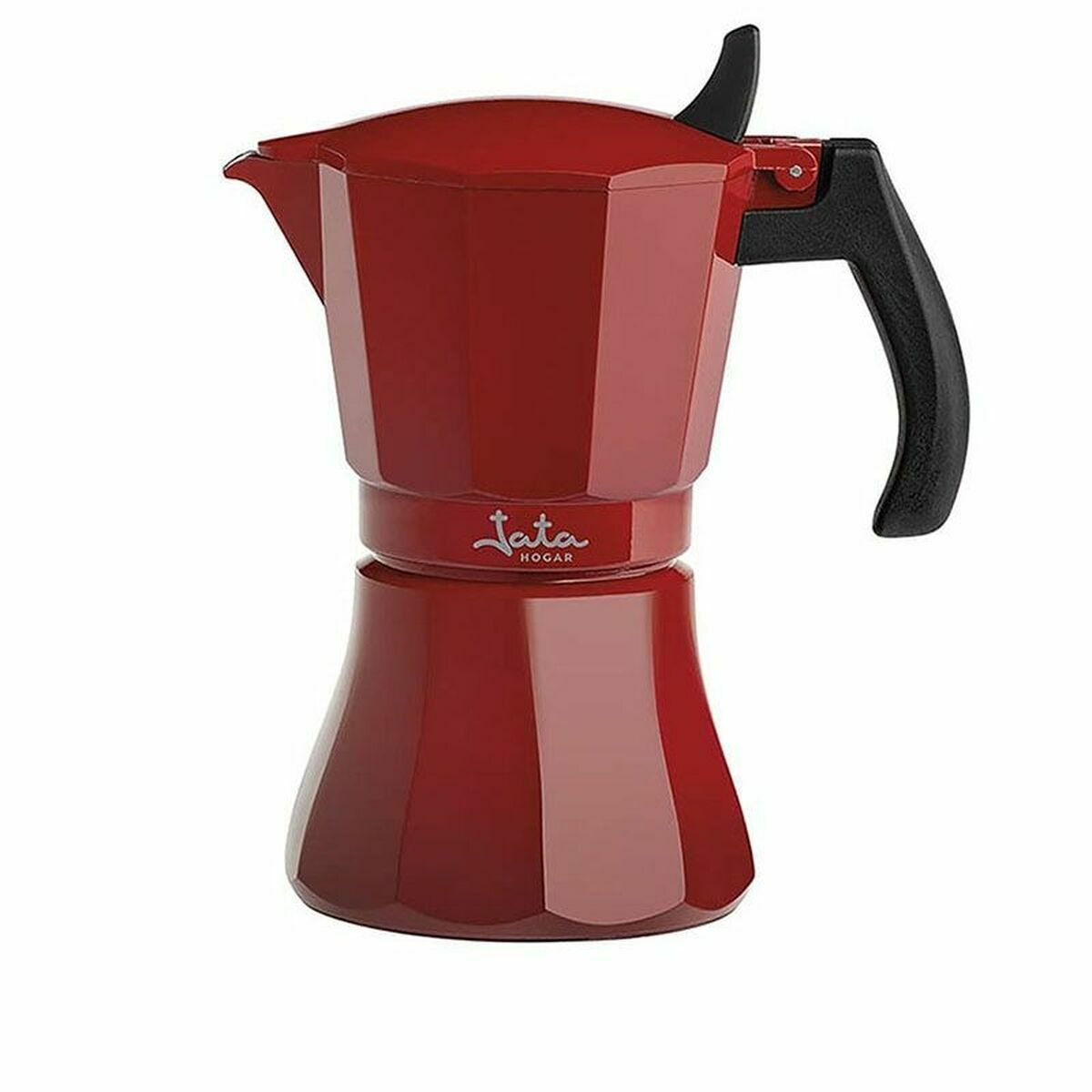 Italian Coffee Pot JATA Cafetera de inducción roja vulcano Red Aluminium