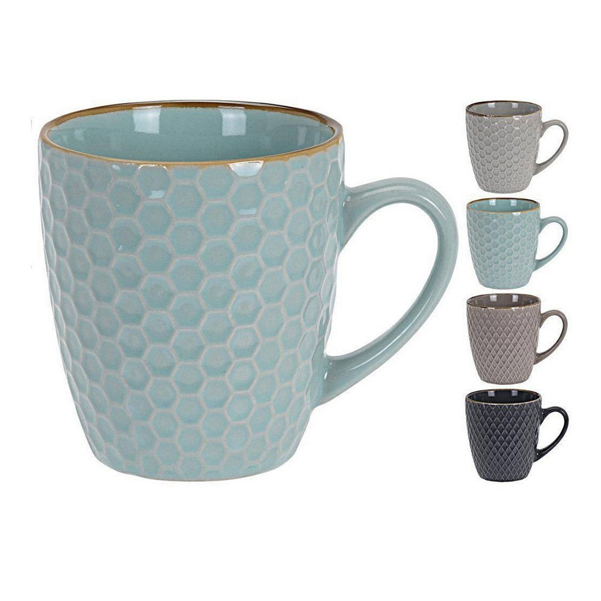 Piece Coffee Cup Set Excellent Houseware Geometric Stoneware 4 Pieces 300 ml