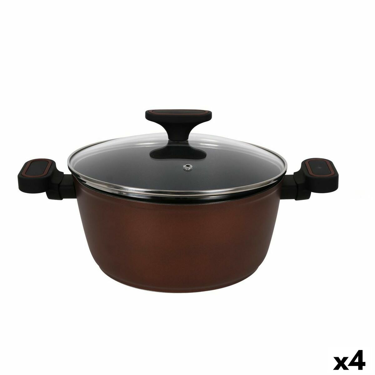 Casserole with glass lid Quttin Sahara Toughened aluminium Brown 42 x 29 x 4,5 cm (4 Units)