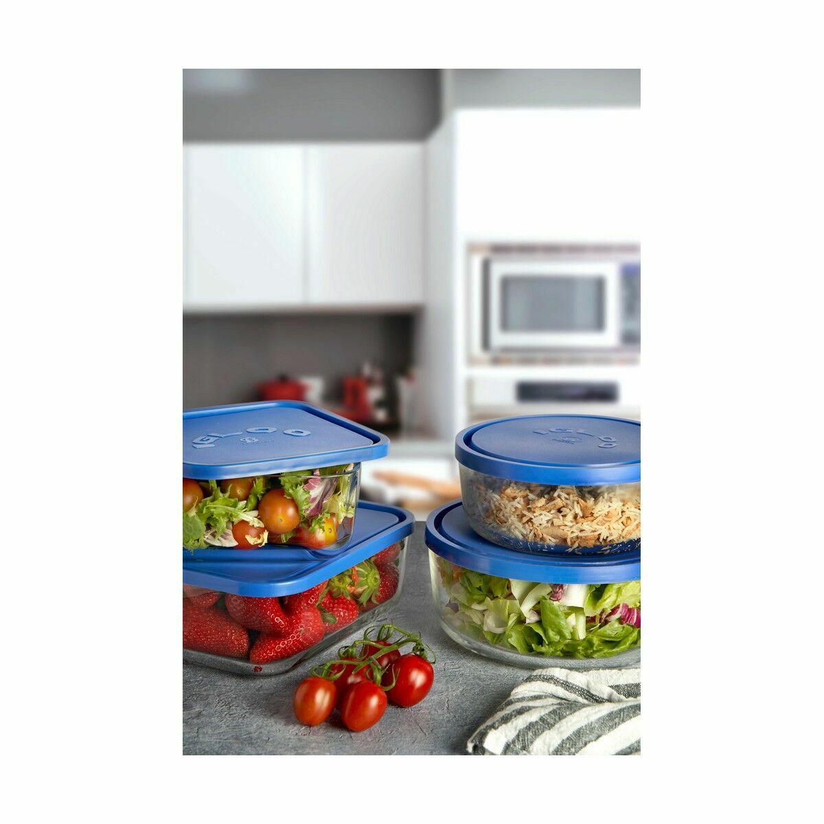 Lunch box Borgonovo Squared Blue 1,8 L 18,5 x 18,5 x 7,4 cm (12 Units)