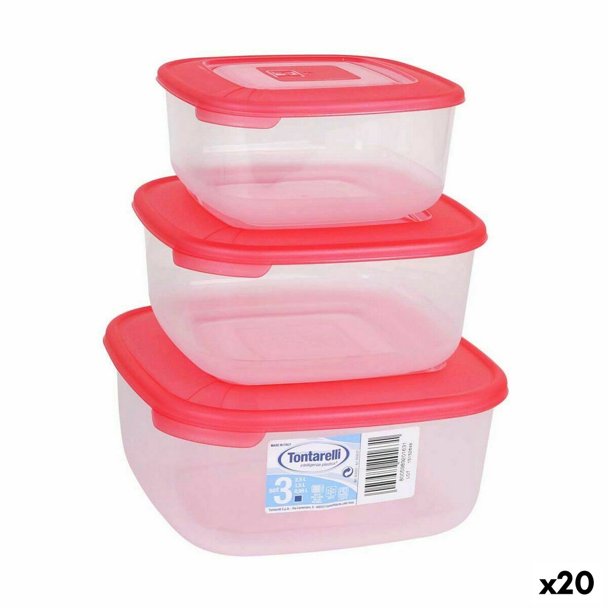 Set of lunch boxes Tontarelli Squared 3 Pieces (20 Units)