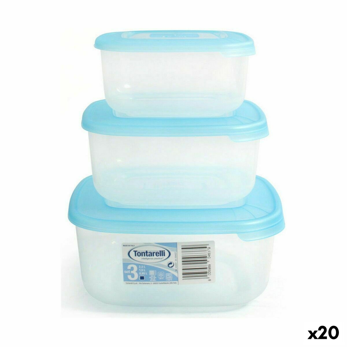 Set of lunch boxes Tontarelli Squared 3 Pieces (20 Units)