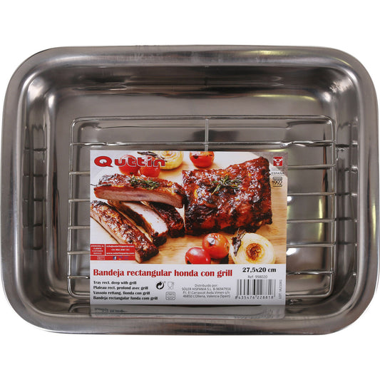 Baking tray Quttin Steel Silver Rectangular 27,7 x 20,3 cm (6 Units)