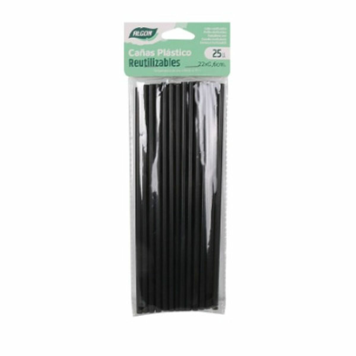 Reusable Straws Algon Black Plastic 36 Units 22 cm 6 mm