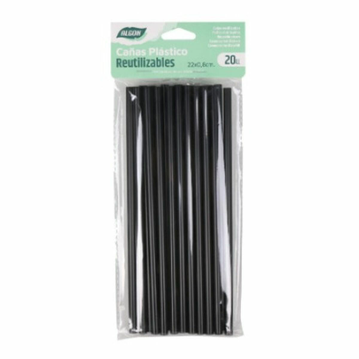 Reusable Straws Algon Black Plastic 36 Units 22 cm 8 mm