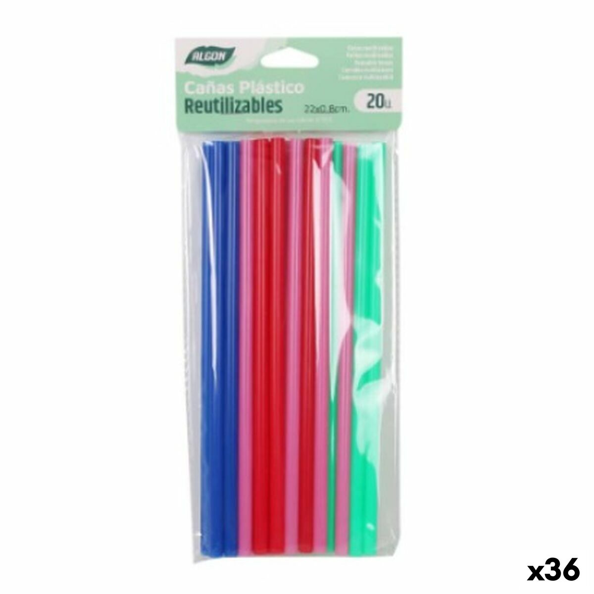 Reusable Straws Algon Multicolour Plastic 36 Units 22 cm 8 mm