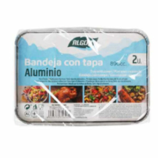 Tray with lid Algon Aluminium Rectangular 890 ml 22 x 16 x 4,5 cm (12 Units)