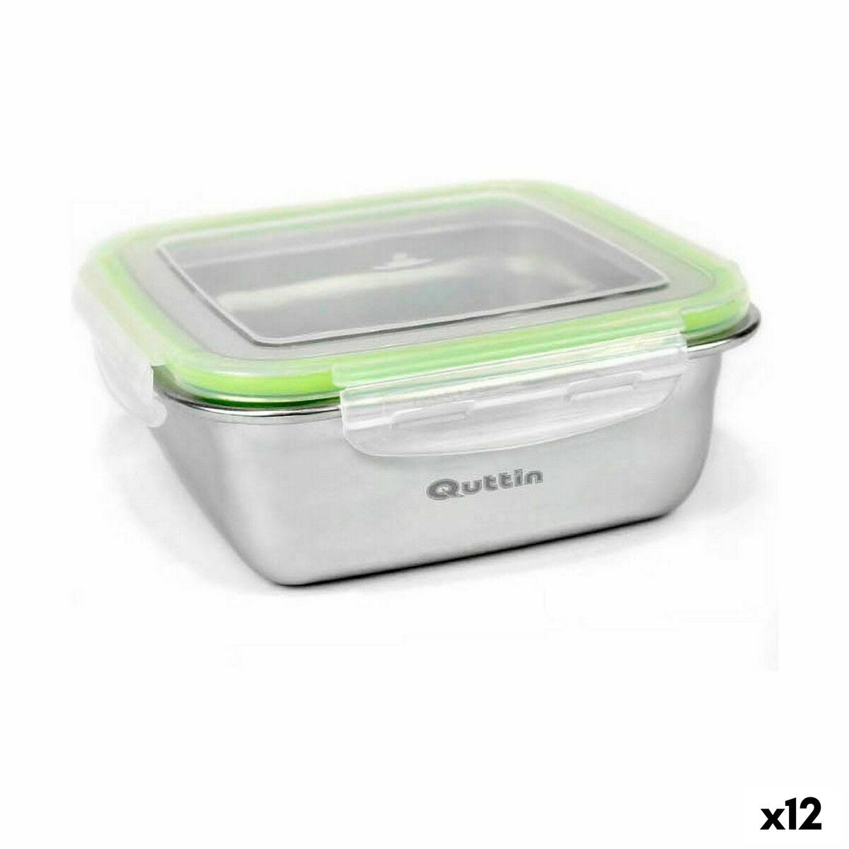 Hermetic Lunch Box Quttin Squared Stainless steel 750 ml 15 x 15 x 6,5 cm (12 Units)