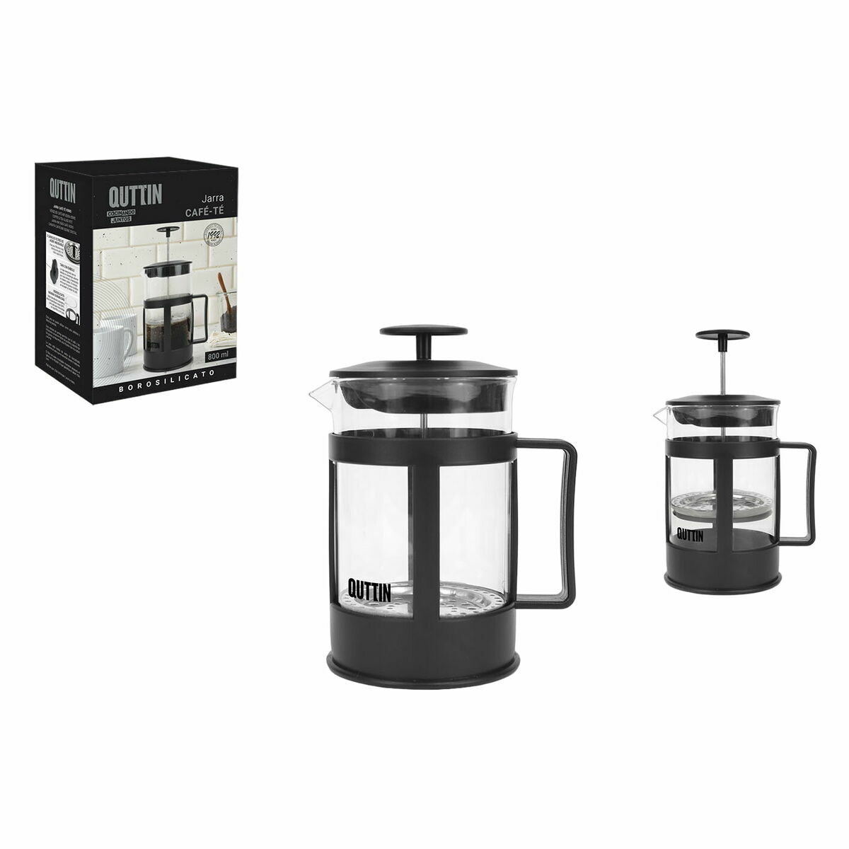 Cafetière with Plunger Quttin 800 ml 13 x 10 x 18 cm