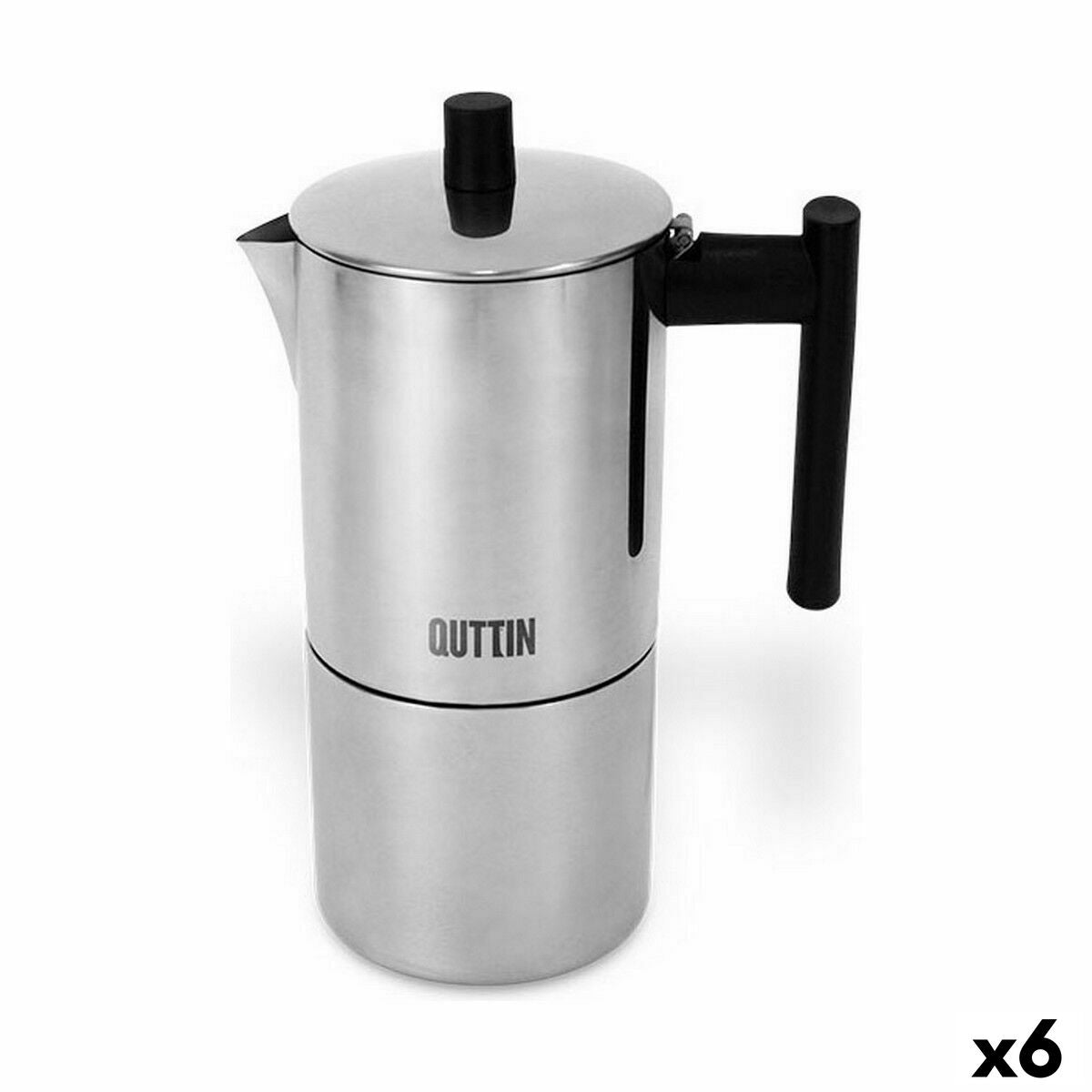 Italian Coffee Pot Quttin Stainless steel 4 Cups (6 Units)