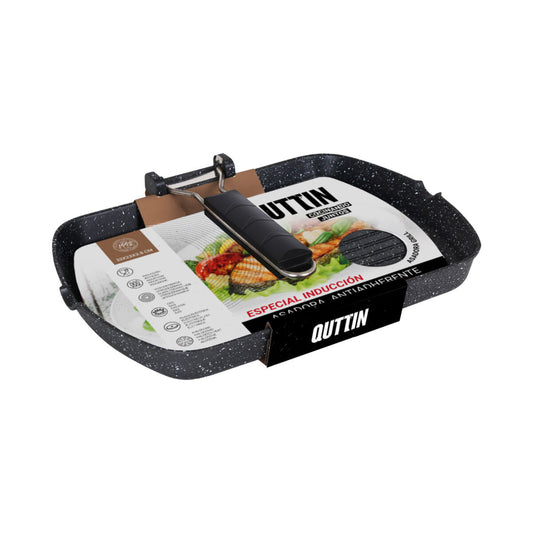 Grill pan with stripes Quttin 32 x 23 x 3,8 cm (6 Units)