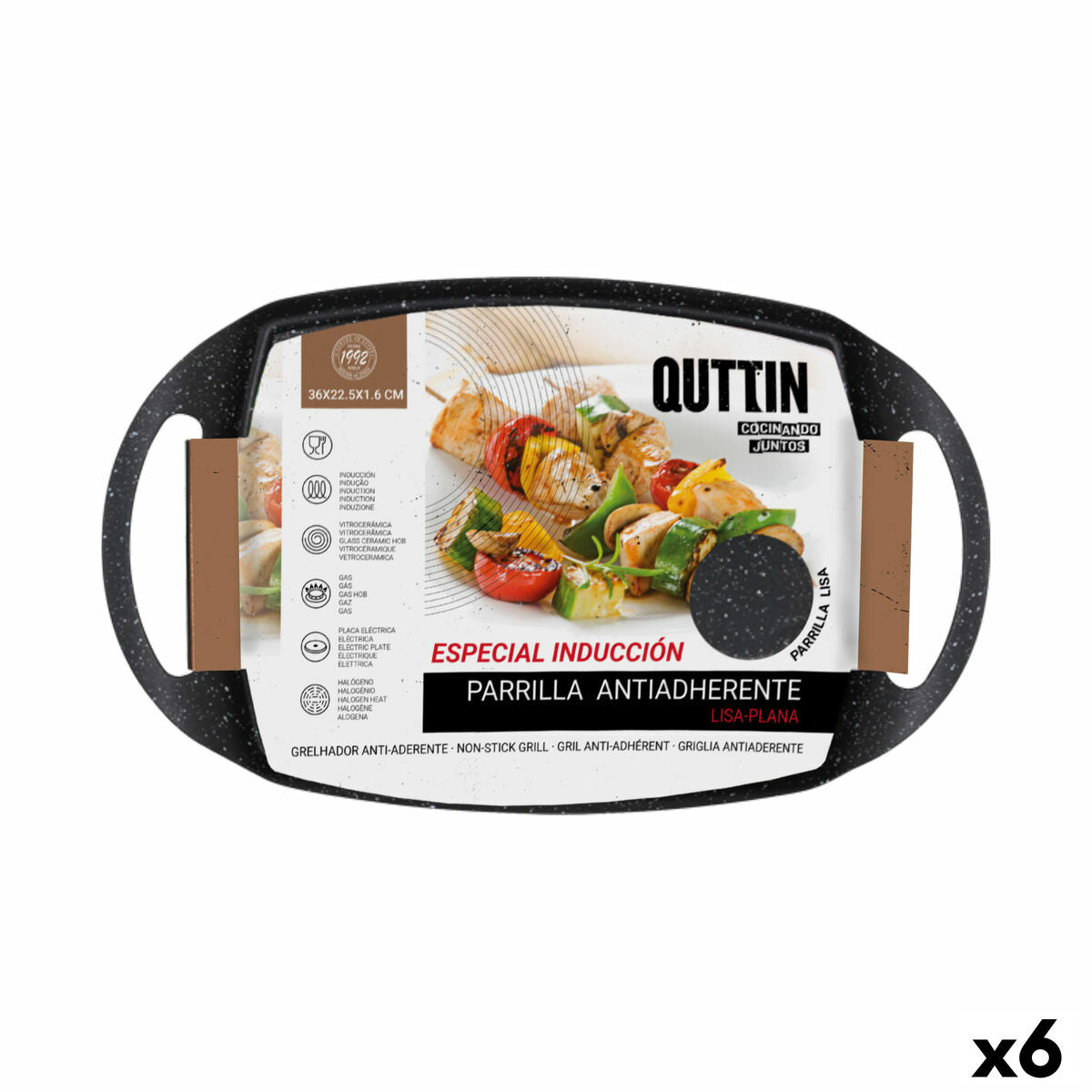 Flat grill plate Quttin 36 x 22,5 x 1,6 cm (6 Units)