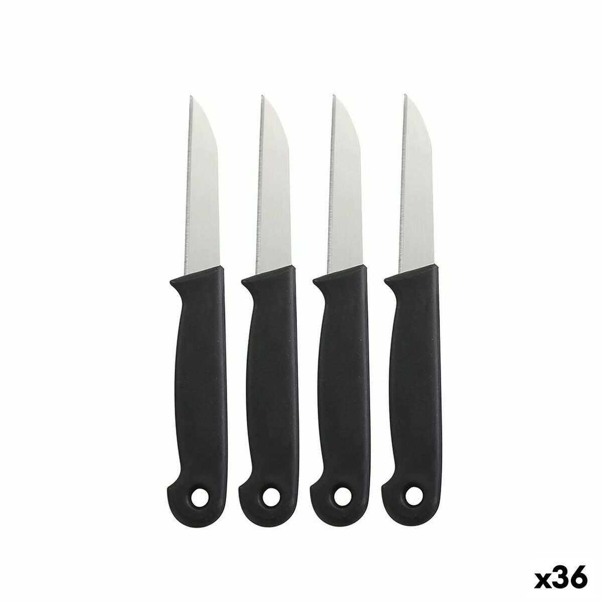 Peeler Knife Set Black 4 Pieces 16 cm (36 Units)