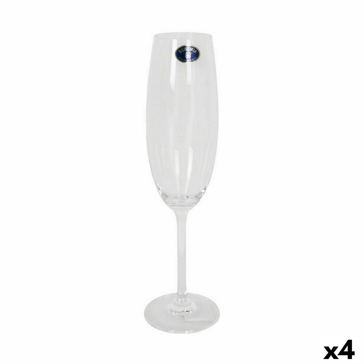 Set of cups Bohemia Crystal Clara Champagne 220 ml 6 Pieces (4 Units)