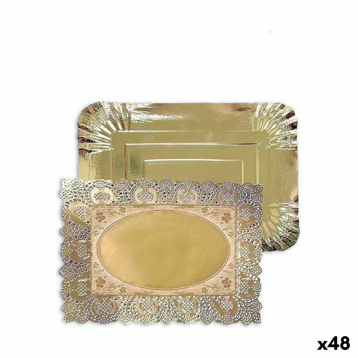 Snack tray Algon Disposable Golden Rectangular 25,5 x 35 x 2 cm (48 Units)