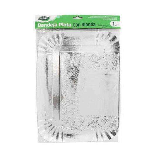 Snack tray Algon Disposable Silver Rectangular 25,5 x 35 x 2 cm (48 Units)