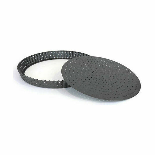 Springform Pan Quttin Black Carbon steel Drilled 32 x 3 cm (12 Units)