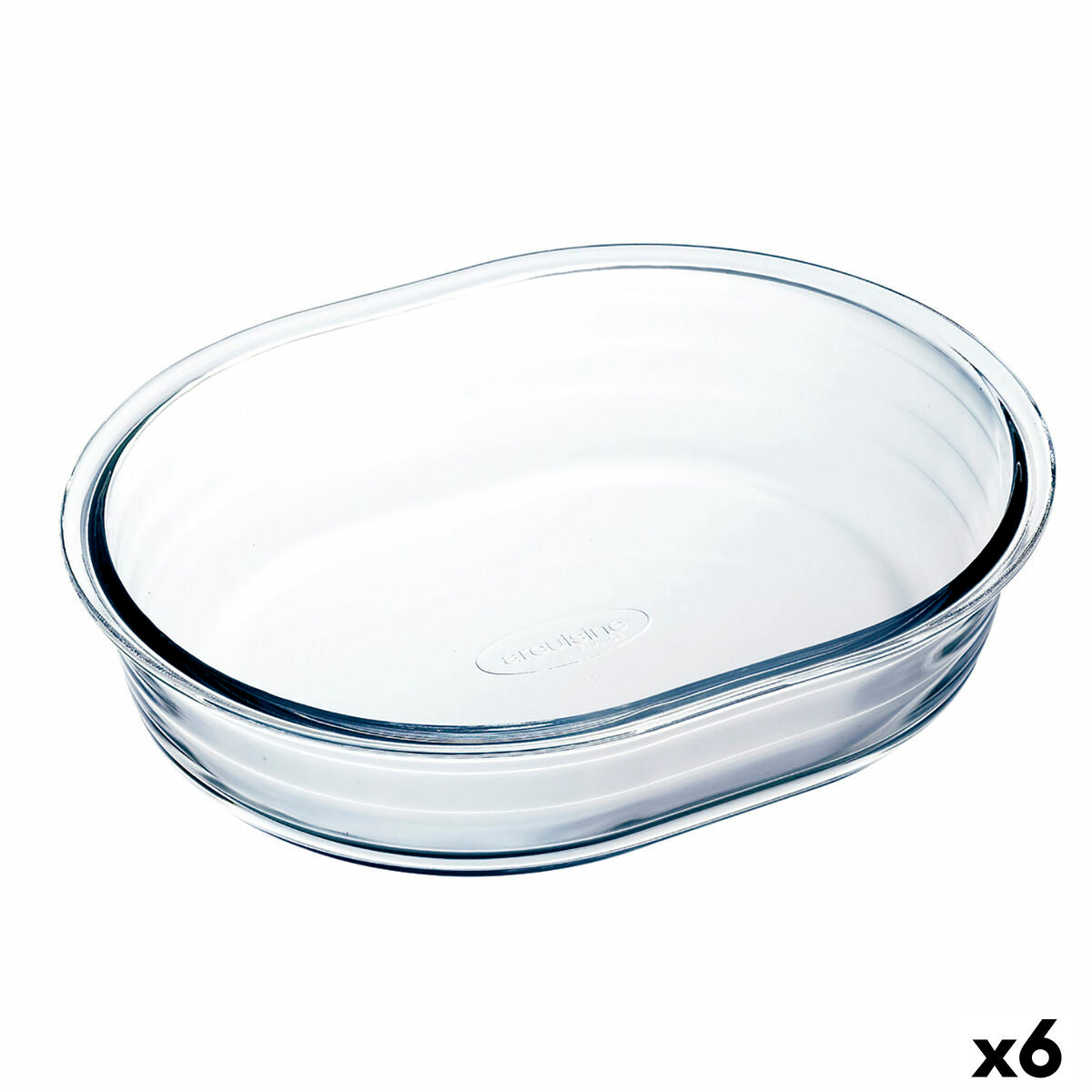 Oven Mould Ô Cuisine Oval Transparent 25 x 20 x 6 cm (6 Units)