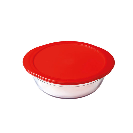 Round Lunch Box with Lid Ô Cuisine Cook&store Ocu 27 x 24 x 8 cm Red 2,3 L Silicone Glass