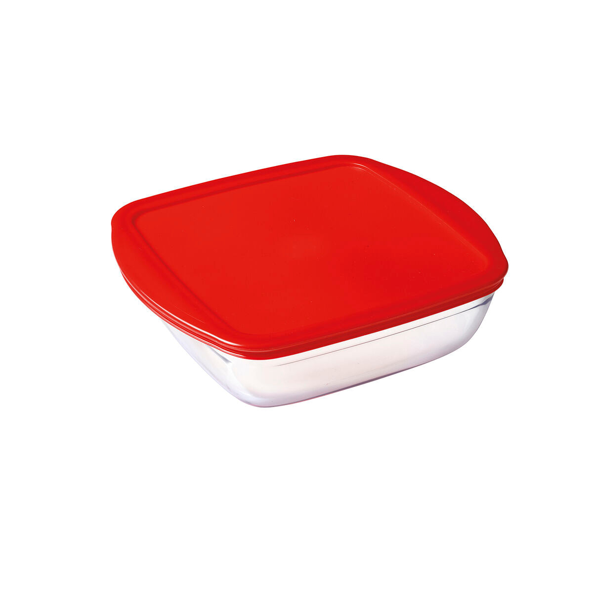 Square Lunch Box with Lid Ô Cuisine Cook&store Ocu Red 25 x 22 x 7 cm 2,2 L Silicone Glass (5 Units)