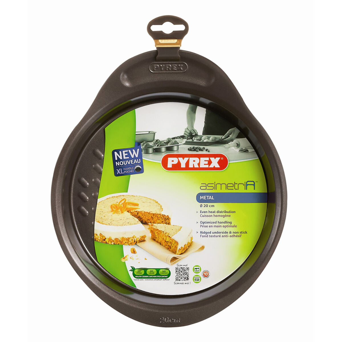 Oven Mould Pyrex Asimetria Circular Black 20 cm (6 Units)