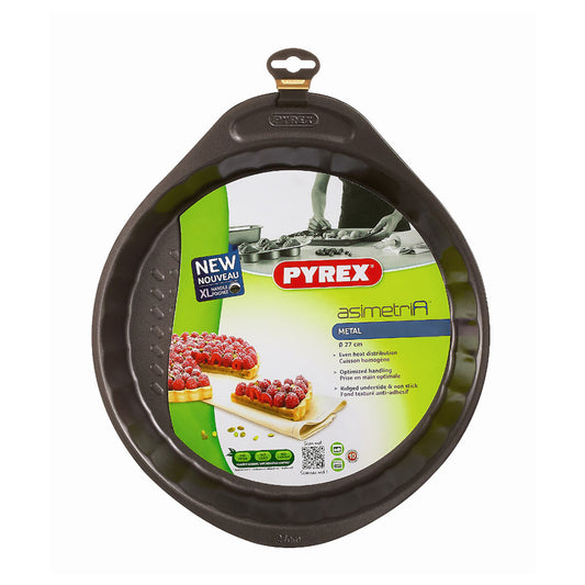 Oven Mould Pyrex Asimetria Circular Black Flat 27 x 4 cm (6 Units)