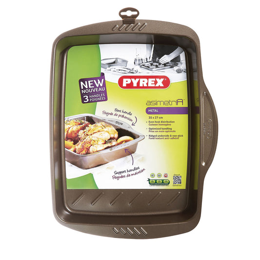 Oven Mould Pyrex Asimetria Rectangular Black 35 x 27 cm Metal (6 Units)