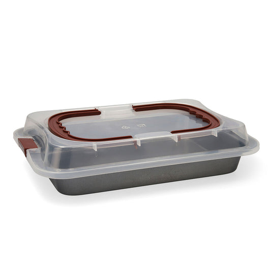 Oven Mould Quid Sweet Grey With lid Black Metal 36 x 23 x 4,5 cm (4 Units)