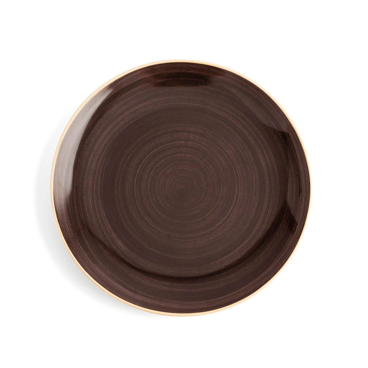 Flat plate Ariane Terra Ceramic Brown (24 cm) (6 Units)