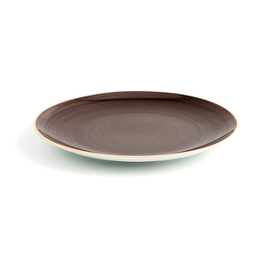 Flat plate Ariane Terra Ceramic Brown (24 cm) (6 Units)