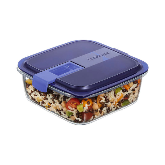 Hermetic Lunch Box Luminarc Easy Box Blue Glass (6 Units) (1,22 L)