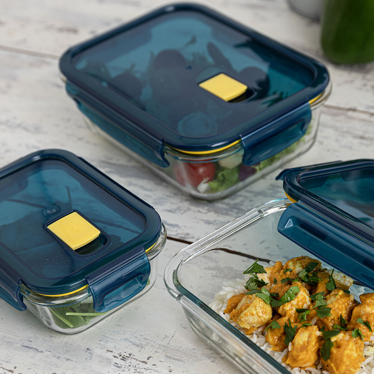 Compartment Lunchbox Quid Astral Blue Glass (520 ml + 350 ml) (6 Units)