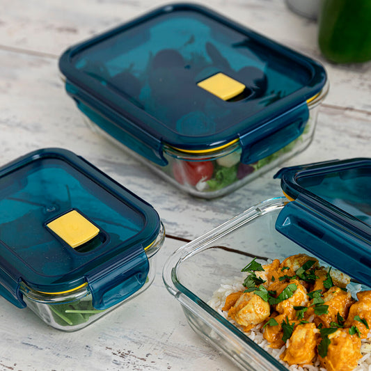 Compartment Lunchbox Quid Astral Blue Glass (520 ml + 350 ml) (6 Units)