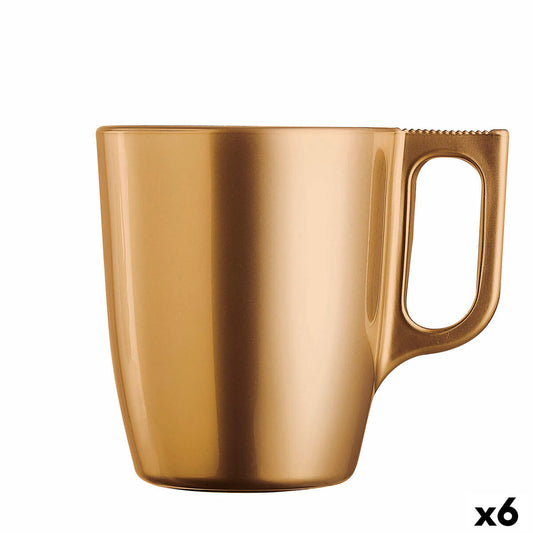 Mug Luminarc Flashy Golden 250 ml Glass (6 Units)