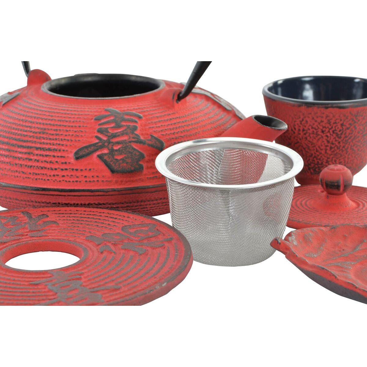 Tea Set DKD Home Decor Red Black (800 ml)