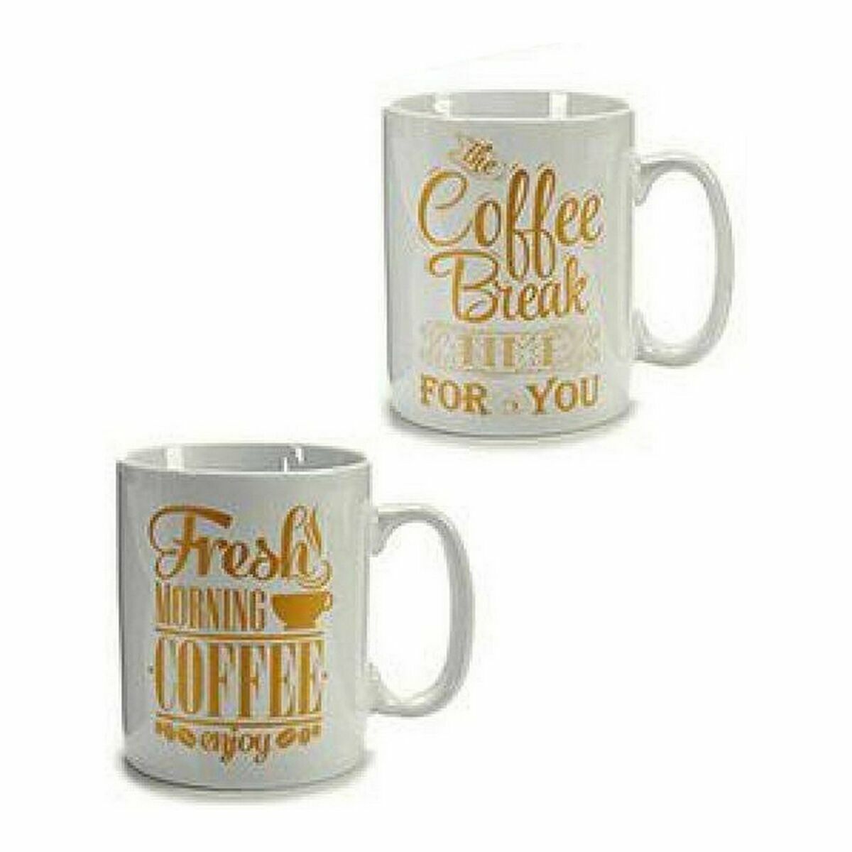 Mug Coffee Porcelain Golden White 500 ml 24 Units