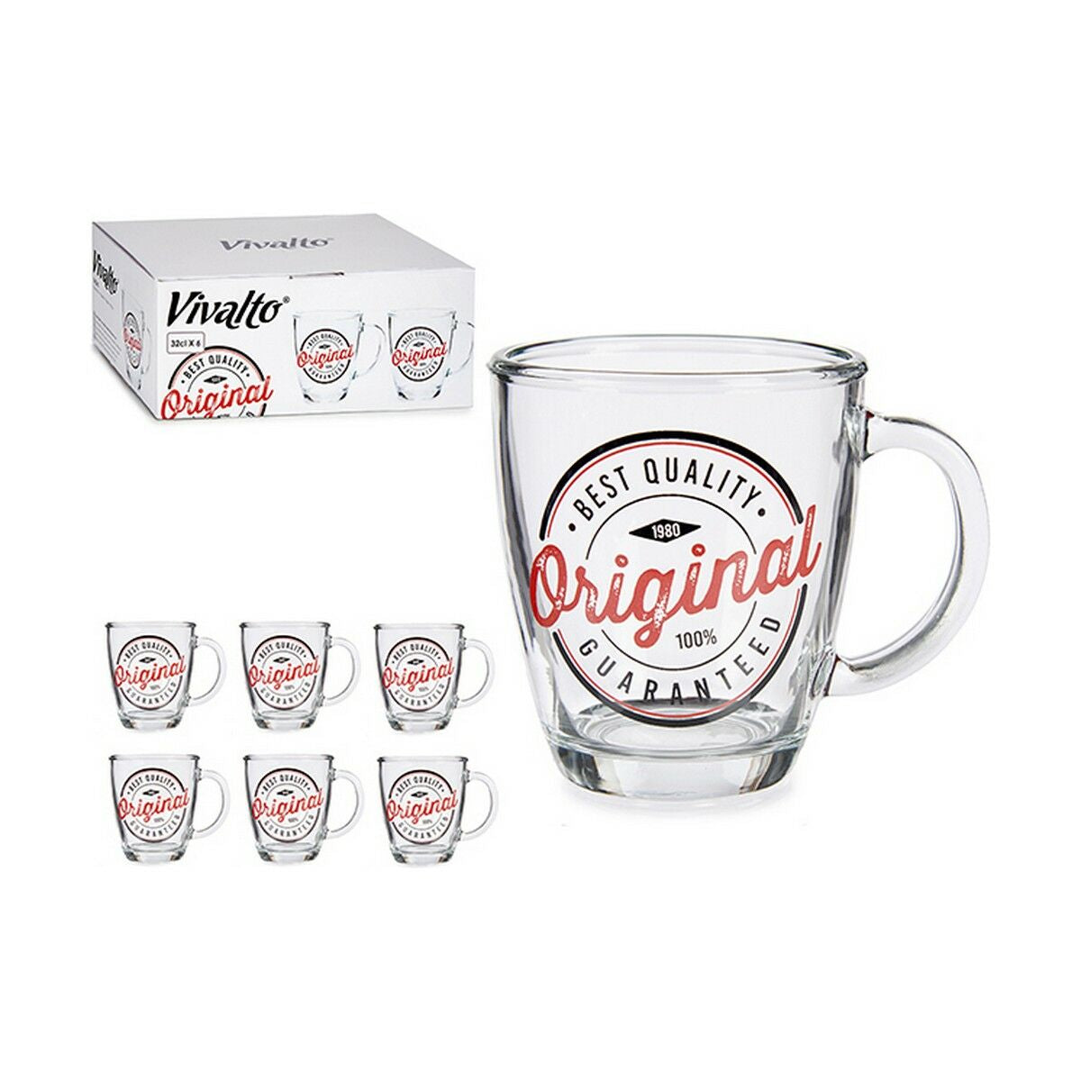 Mug Original Transparent Glass 6 Units (320 ml)