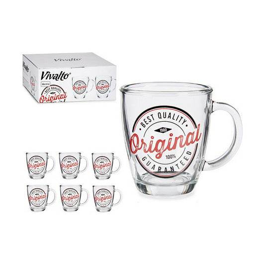 Mug Original Transparent Glass 6 Units (320 ml)