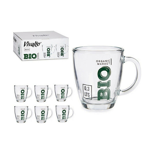 Mug Bio Transparent Glass 6 Units (320 ml)