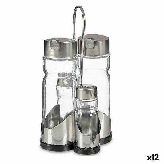 Oil and Vinegar Set Transparent Metal (12 Units)