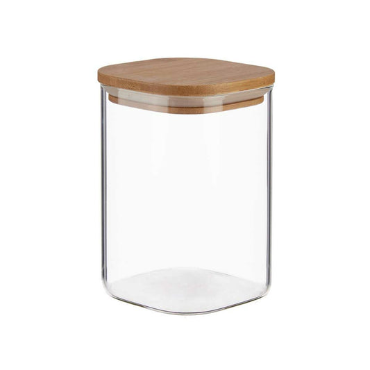 Jar Transparent Bamboo Borosilicate Glass 1,2 L (12 Units)