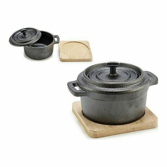 Saucepan Brown Black Bamboo Forged steel 13 x 10 x 8,5 cm (12 Units)