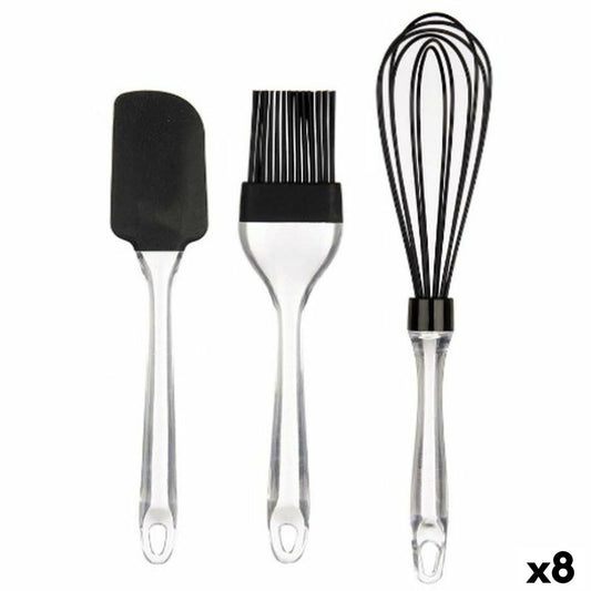 Set of Kitchen Utensils Bakery Black Transparent Silicone Plastic (8 Units)