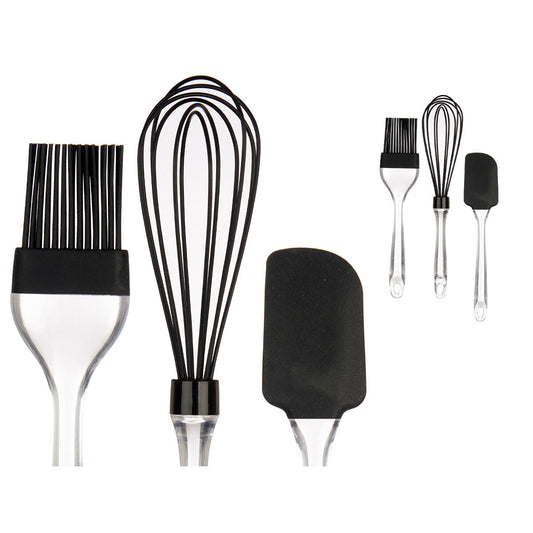 Set of Kitchen Utensils Bakery Black Transparent Silicone Plastic (8 Units)