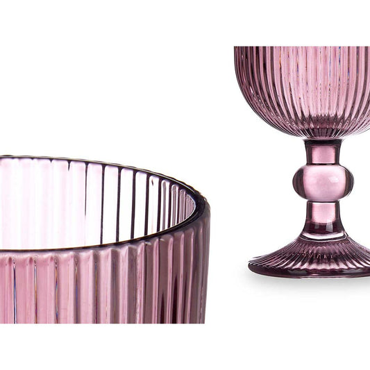 Wine glass Stripes Pink Glass 260 ml (6 Units)